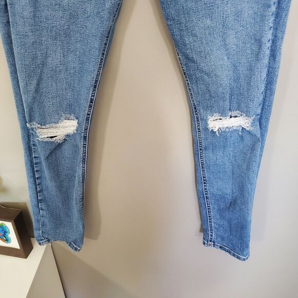 TopShop Jamie Distressed Skinny Jeans Actual Size 28 Medium Wash Stretch *READ* - Picture 5 of 9